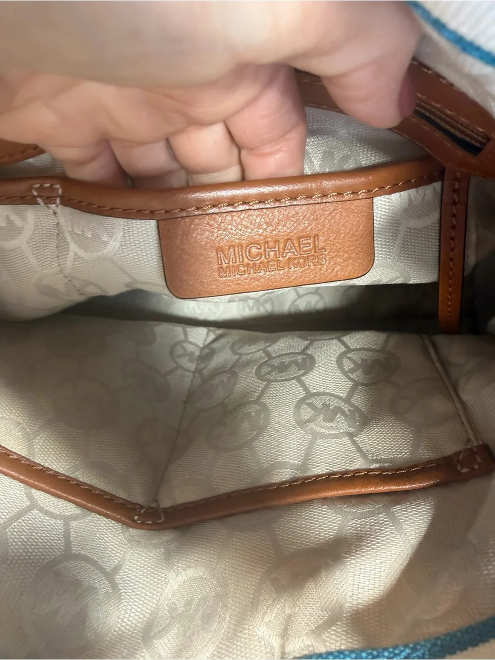 Michael Kors Nautical 2010s Hamilton Large  Canvas Tote Blue White Tote (Fair)
